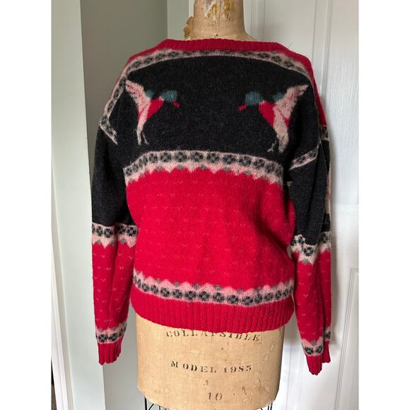 vintage WOOLRICH mallard ducks red sweater sz s wool hunting equestrian knit - Picture 9 of 16